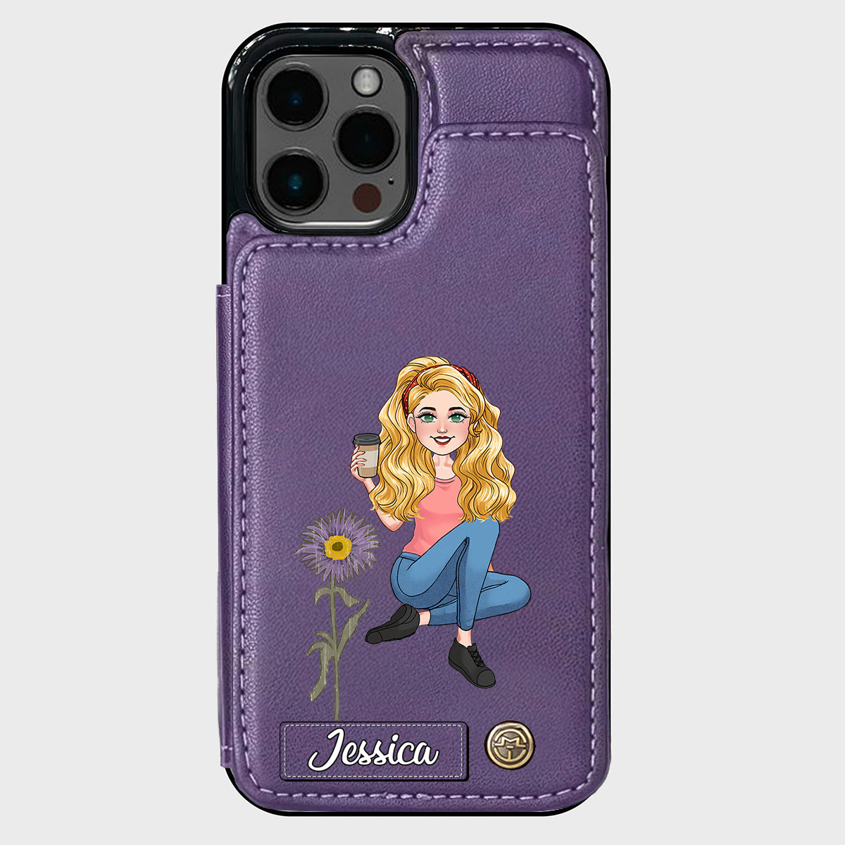 Cadeau pour le mois d'anniversaire d'une amie - Étui portefeuille personnalisé pour téléphone