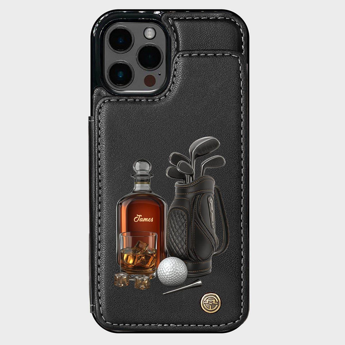 Whiskey & Golf - Étui portefeuille de téléphone personnalisé sur le thème du golf
