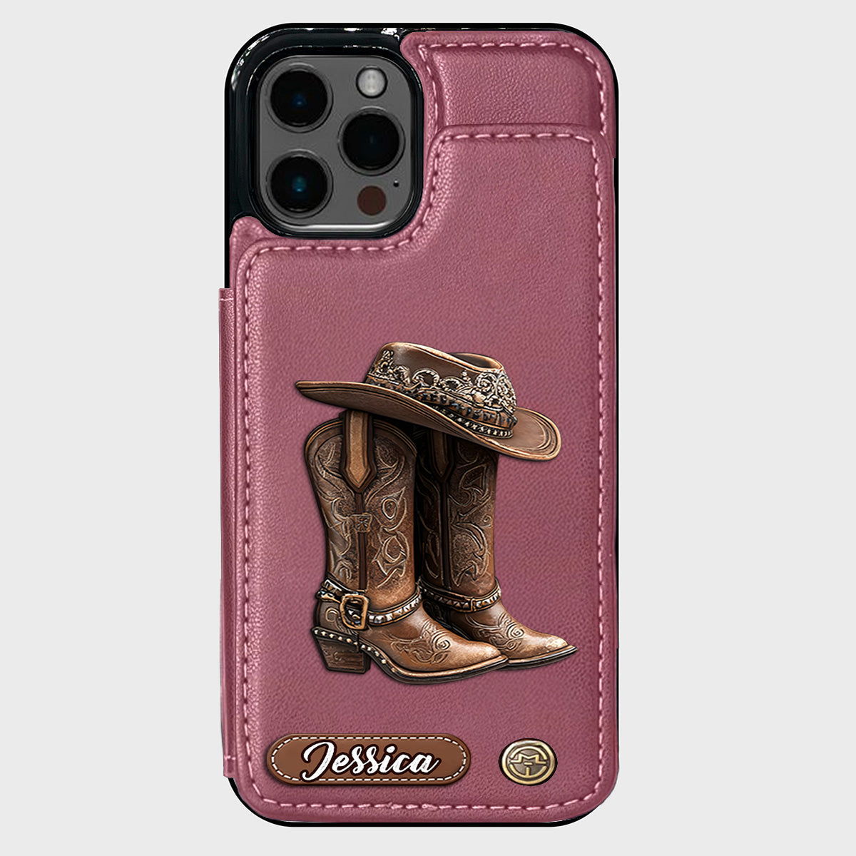 Western Spirit - Étui portefeuille personnalisé pour téléphone, style cowgirl