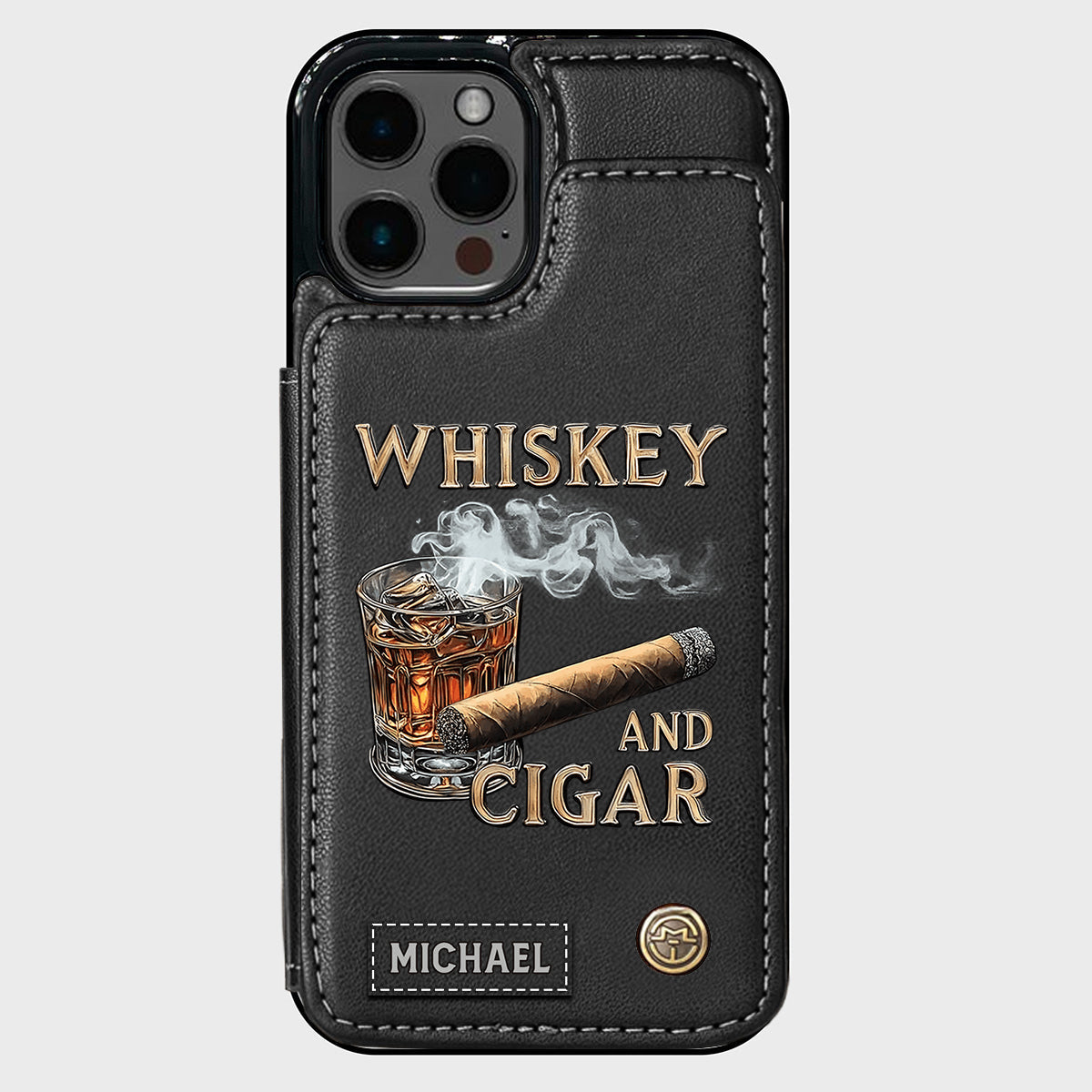 Étui portefeuille personnalisé Whiskey And Cigar -