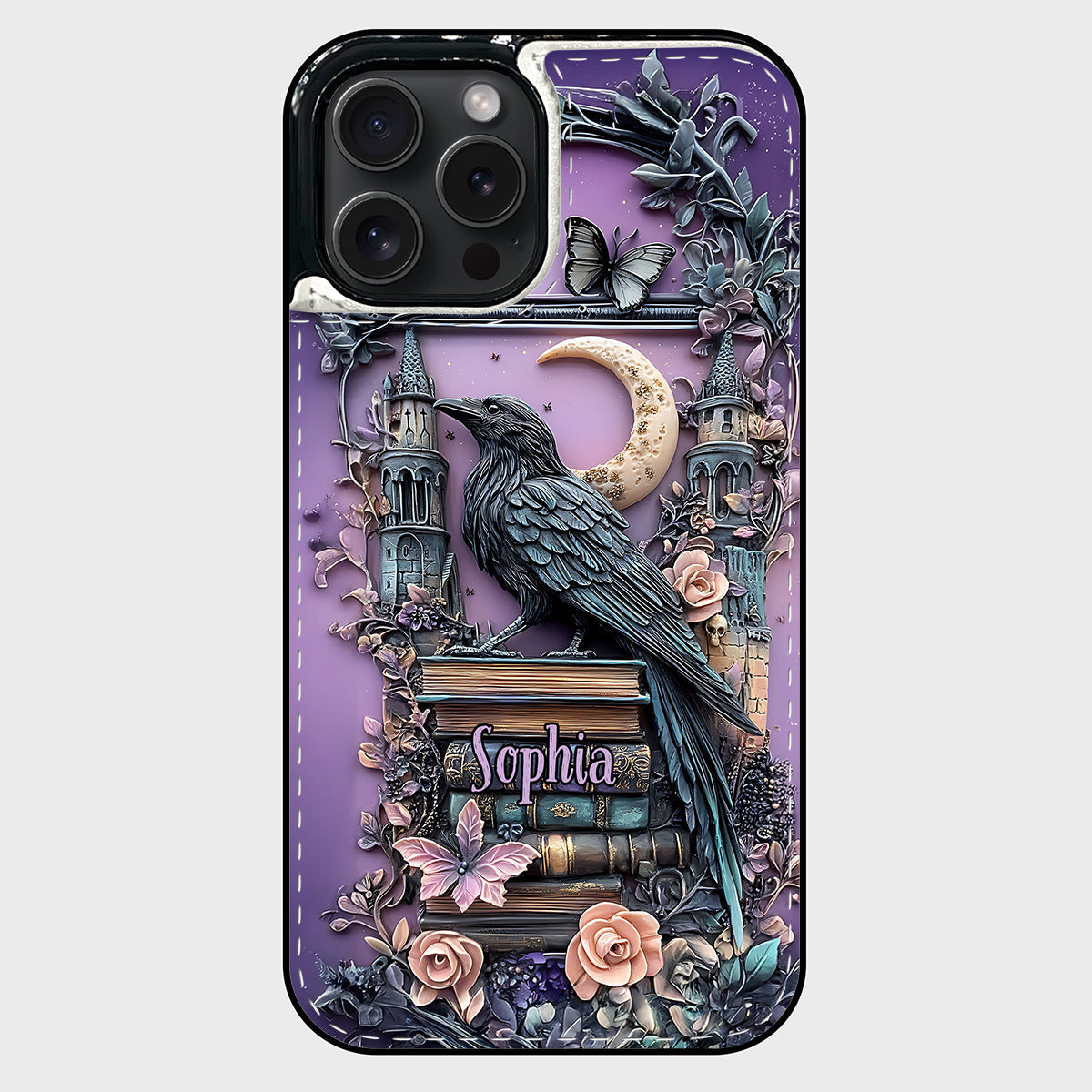 Étui portefeuille pliable personnalisé Dark Academia Book Reader - Étui de téléphone avec livre intégré