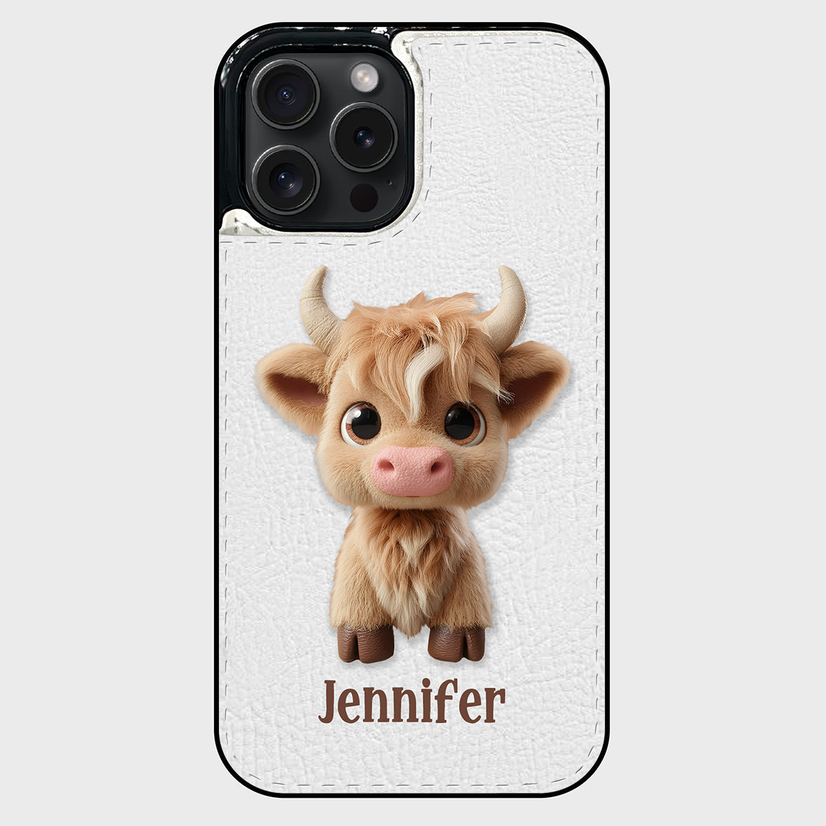 Étui portefeuille pliable personnalisé avec une adorable vache des Highlands