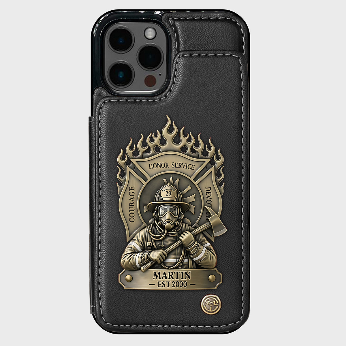 Fier pompier - Étui portefeuille personnalisé pour téléphone