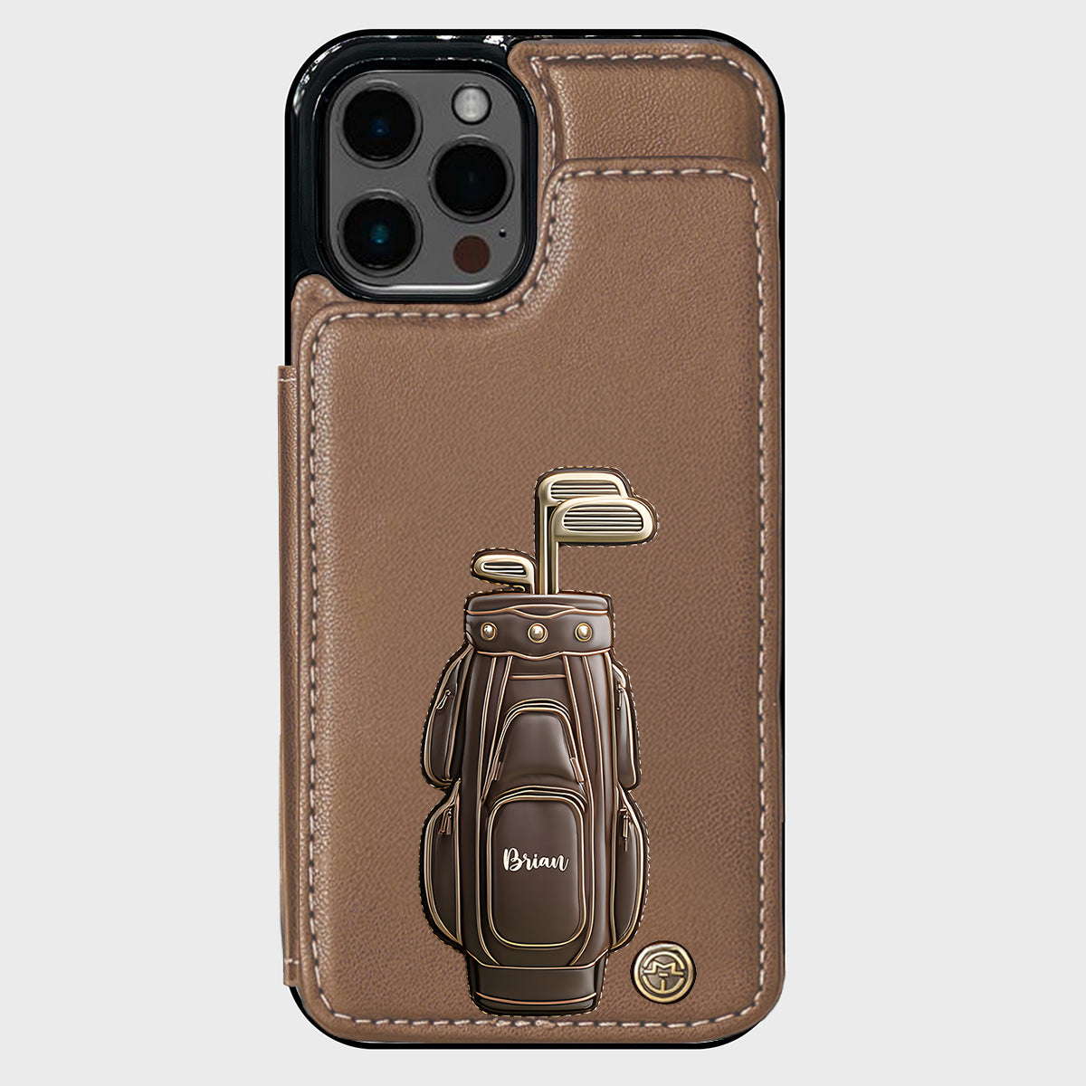 Cadeau de luxe pour golfeur - Étui portefeuille/téléphone personnalisé avec nom - Nom personnalisé