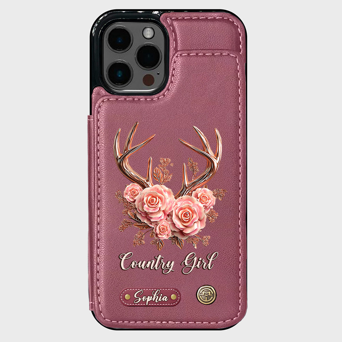 Étui portefeuille personnalisé Country Girl - Étui de téléphone à motif chasse