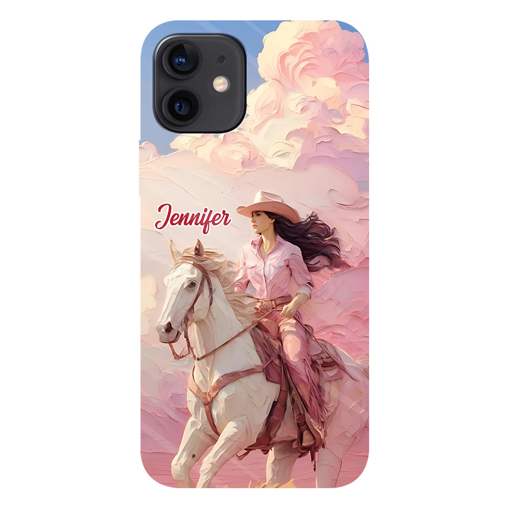 Coque de téléphone personnalisée avec imprimé intégral « Cowgirl rose »
