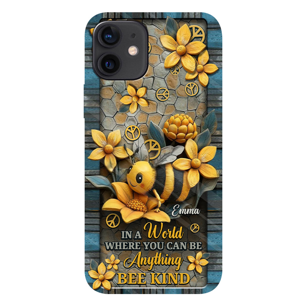 In A World Where You Can Be Anything Be Kind - Personalized Hippie Full Print Phone Case