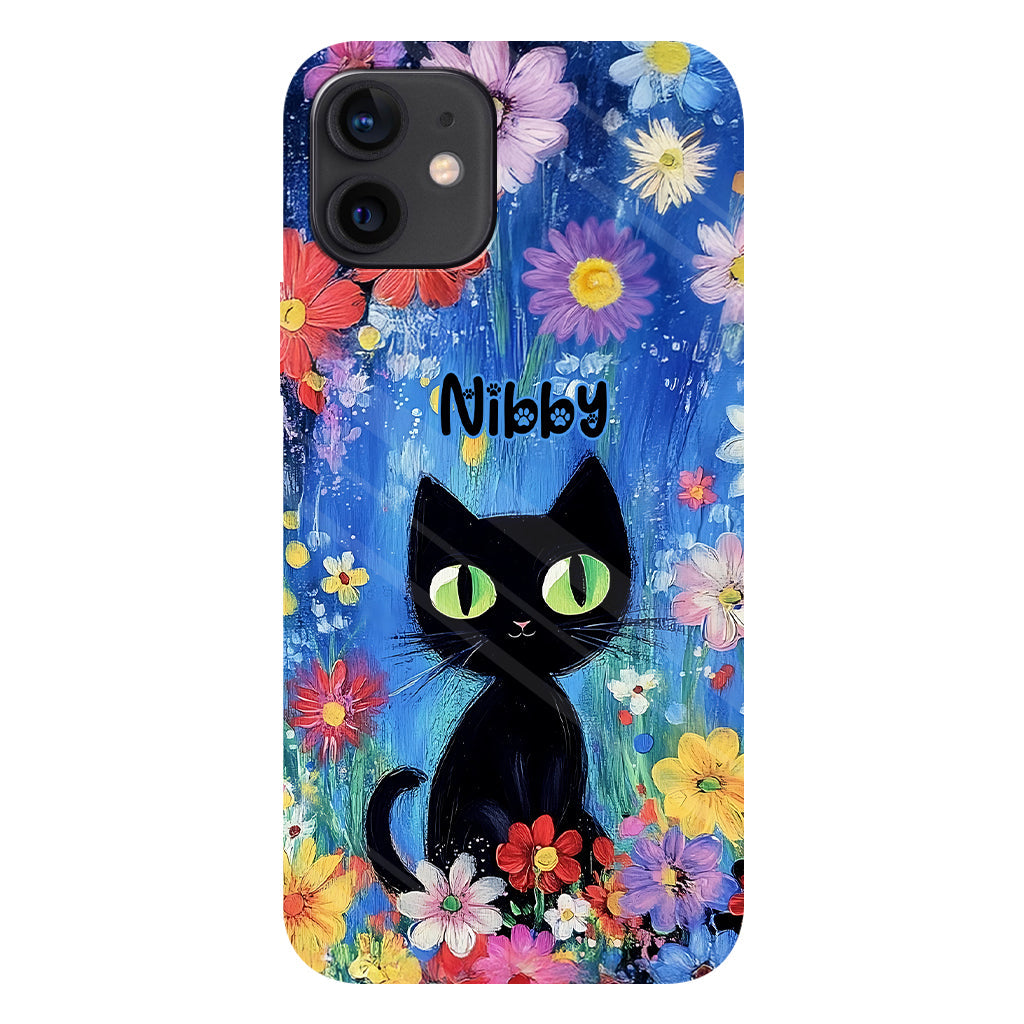 Coque de téléphone personnalisée avec motif chat noir mignon - Chat mignon