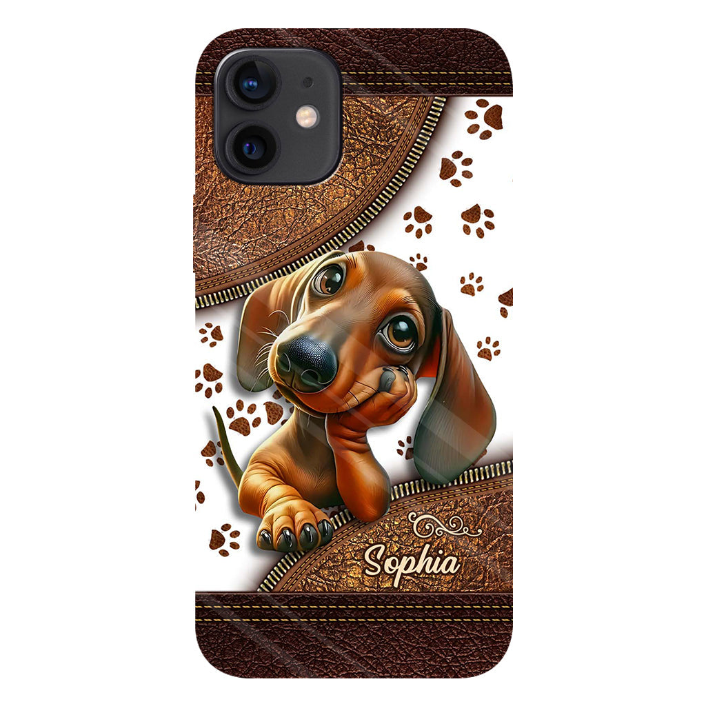 Coque de téléphone personnalisée avec un adorable teckel et un motif intégral de chien