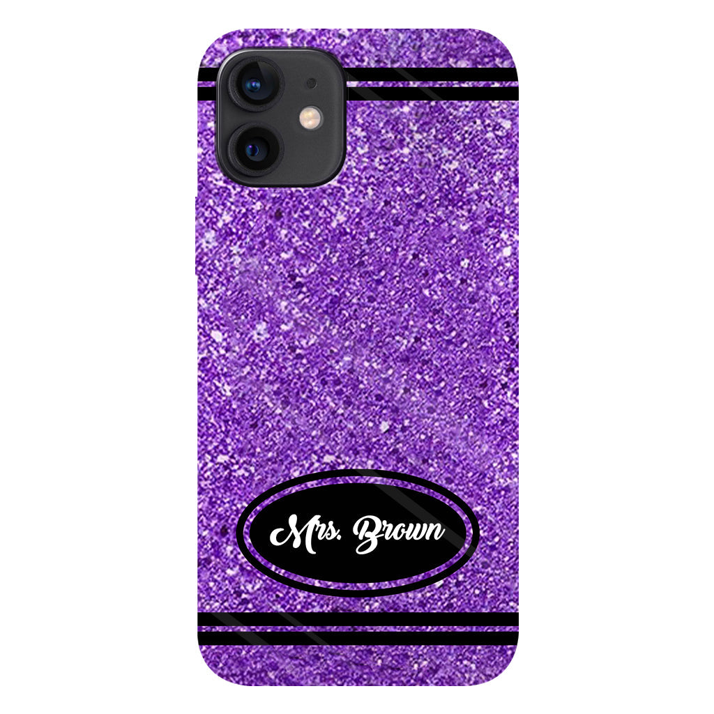 Coque de téléphone et support pour téléphone personnalisés avec motif crayon à paillettes artificielles - Design crayon à paillettes artificielles - Impression intégrale - Motif pour enseignant