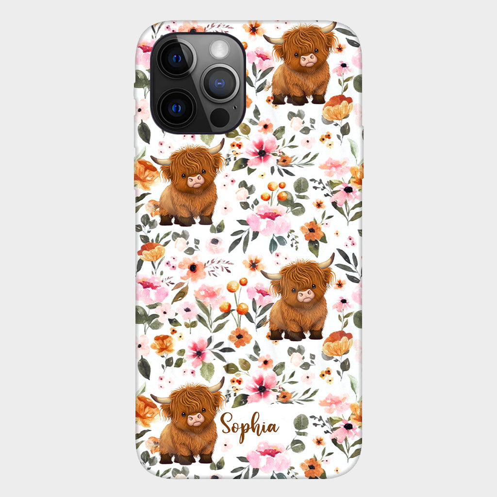 Coque de téléphone personnalisée avec motif vache des Highlands et imprimé intégral
