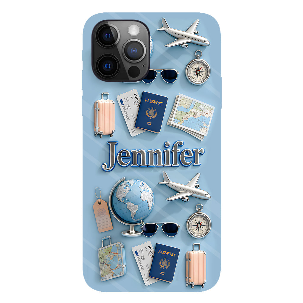 Une fille qui adore voyager - Coque de téléphone personnalisée avec impression intégrale sur le thème du voyage