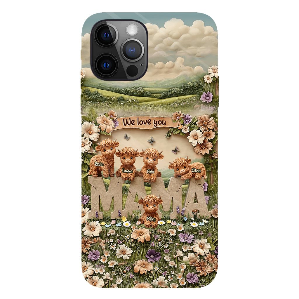 Coque de téléphone personnalisée avec motif vache des Highlands mignonne, maman et grand-mère - Coque de téléphone imprimée intégralement pour maman