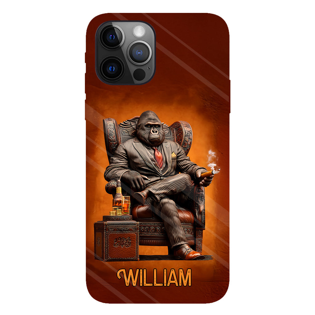 Whiskey & Cigar Gorilla - Personalized Whisky Full Print Phone Case