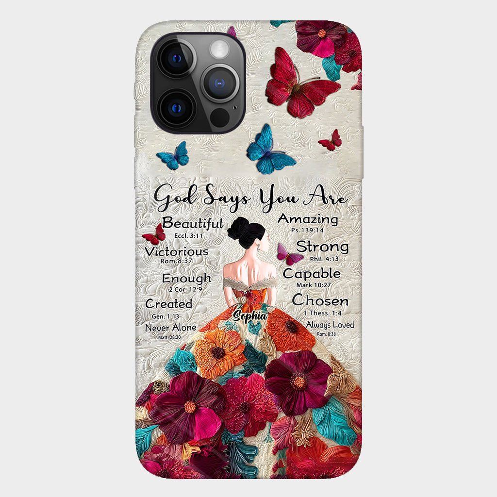 Dieu dit que tu es assez - Coque de téléphone personnalisée avec impression chrétienne intégrale