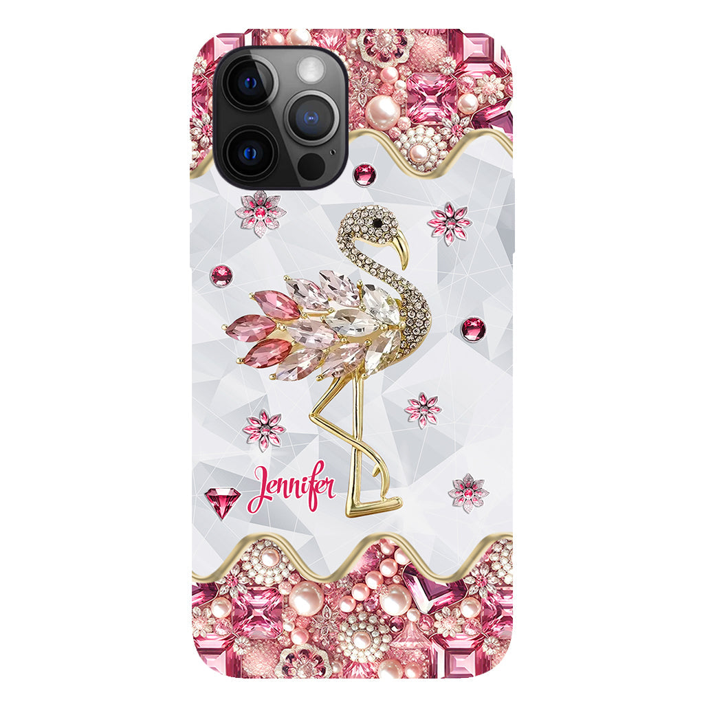 Juste une fille qui aime les flamants roses - Coque de téléphone personnalisée avec impression intégrale de flamants roses
