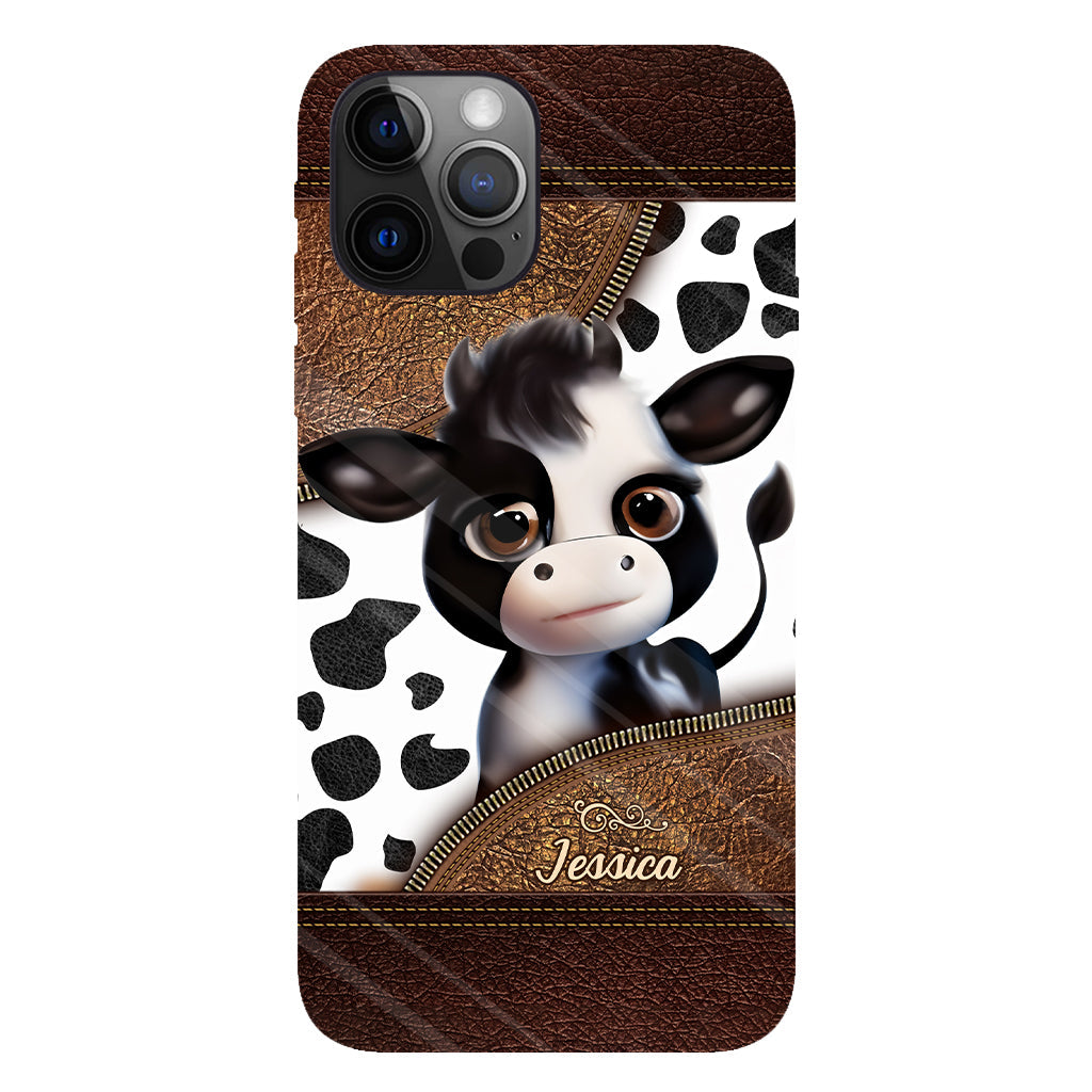 Moody Baby Cow - Personalized Cow Full Print Phone Case