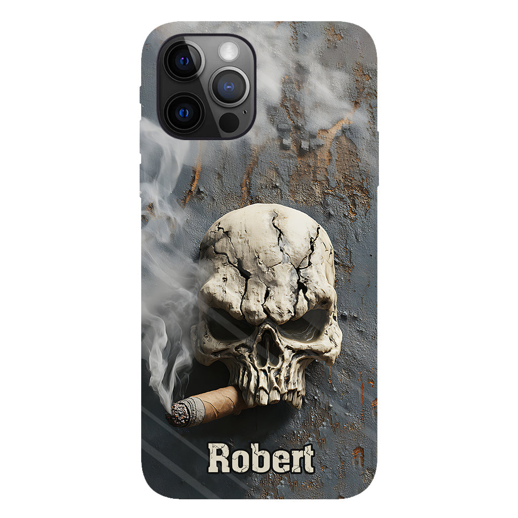 Coque de téléphone personnalisée Skull Cigar - Motif crâne intégral