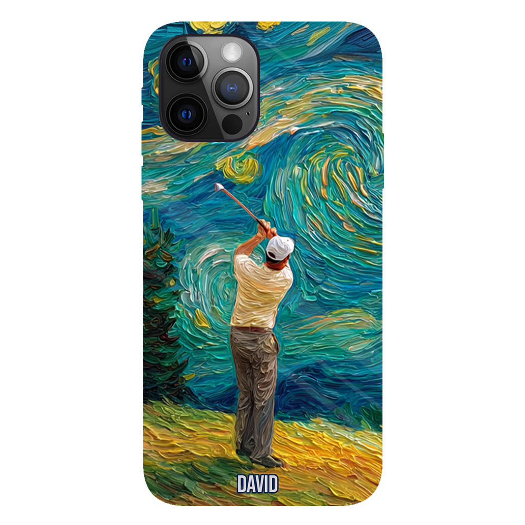Golfing Under Starry Night - Personalized Golf Full Print Phone Case