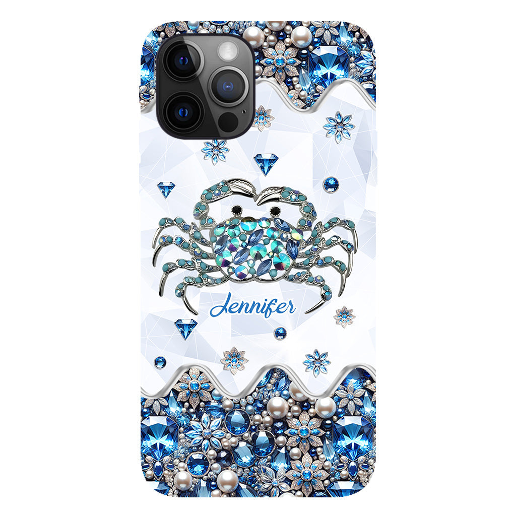 Élégante coque de téléphone personnalisée « Crabe bleu élégant » pour amoureux de la mer
