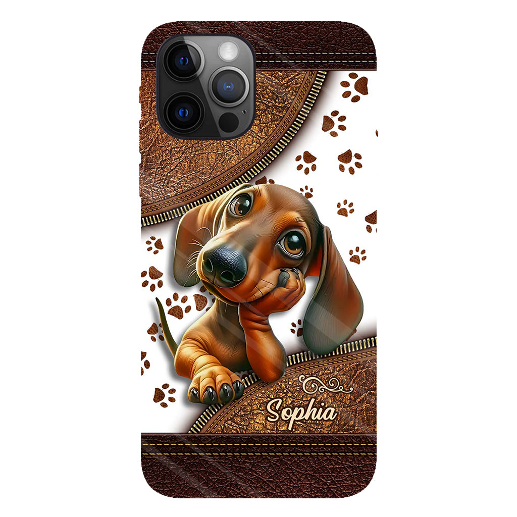 Coque de téléphone personnalisée avec un adorable teckel et un motif intégral de chien