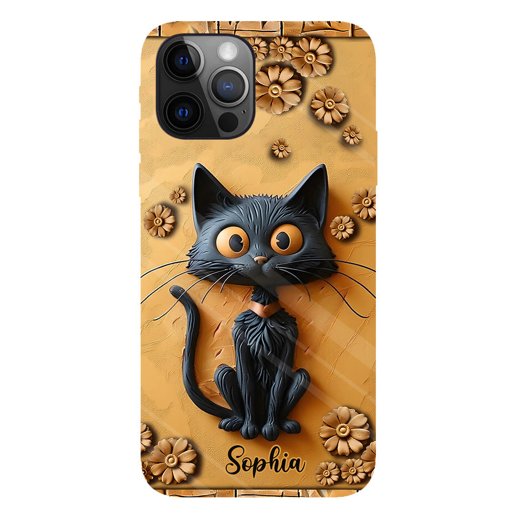 Cute Black Cat - Personalized Black Cat Full Print Phone Case
