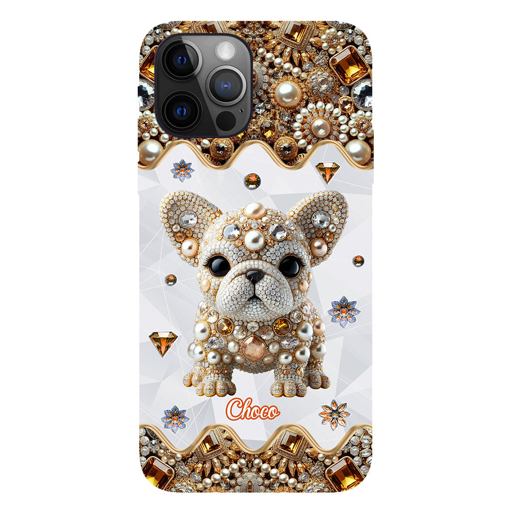 Coque de téléphone personnalisée avec motif intégral de bouledogue français « J’adore »