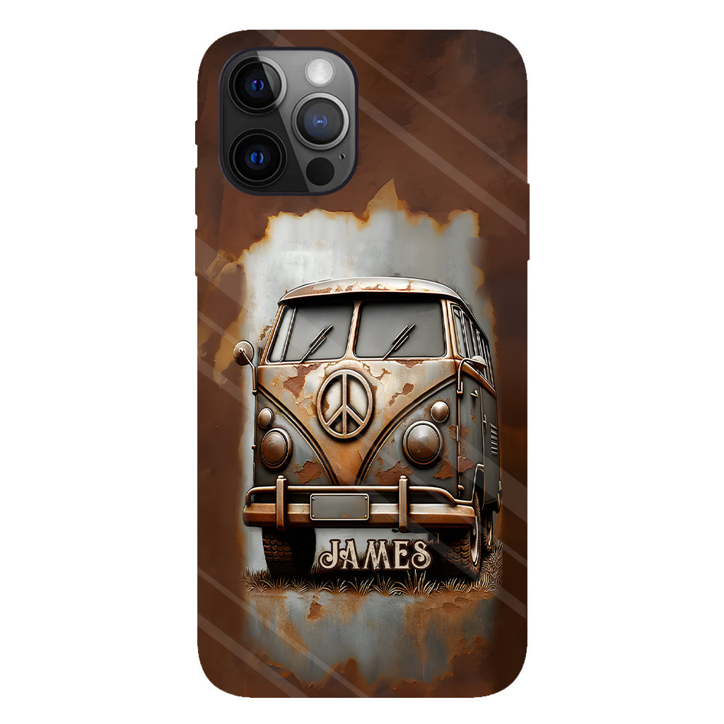 Camper Van Peace Symbol Vintage Soul - Personalized Hippie Full Print Phone Case