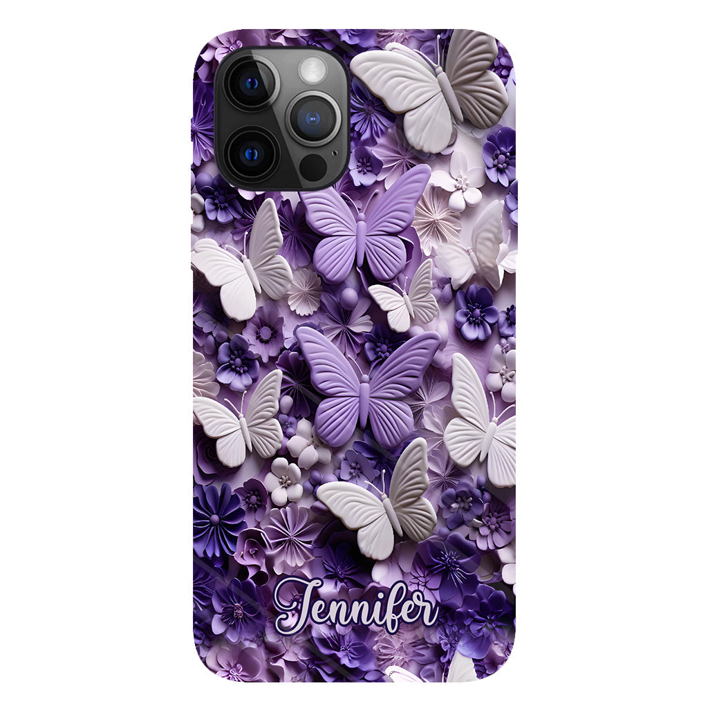 Purple Butterflies - Personalized Butterfly Full Print Phone Case