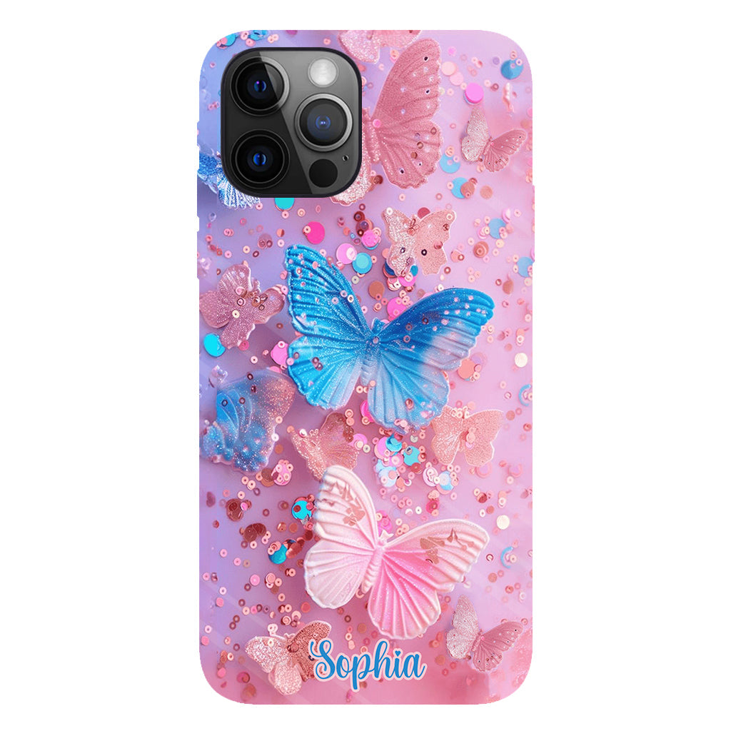 Coque de téléphone personnalisée avec motif papillon scintillant - Papillons scintillants
