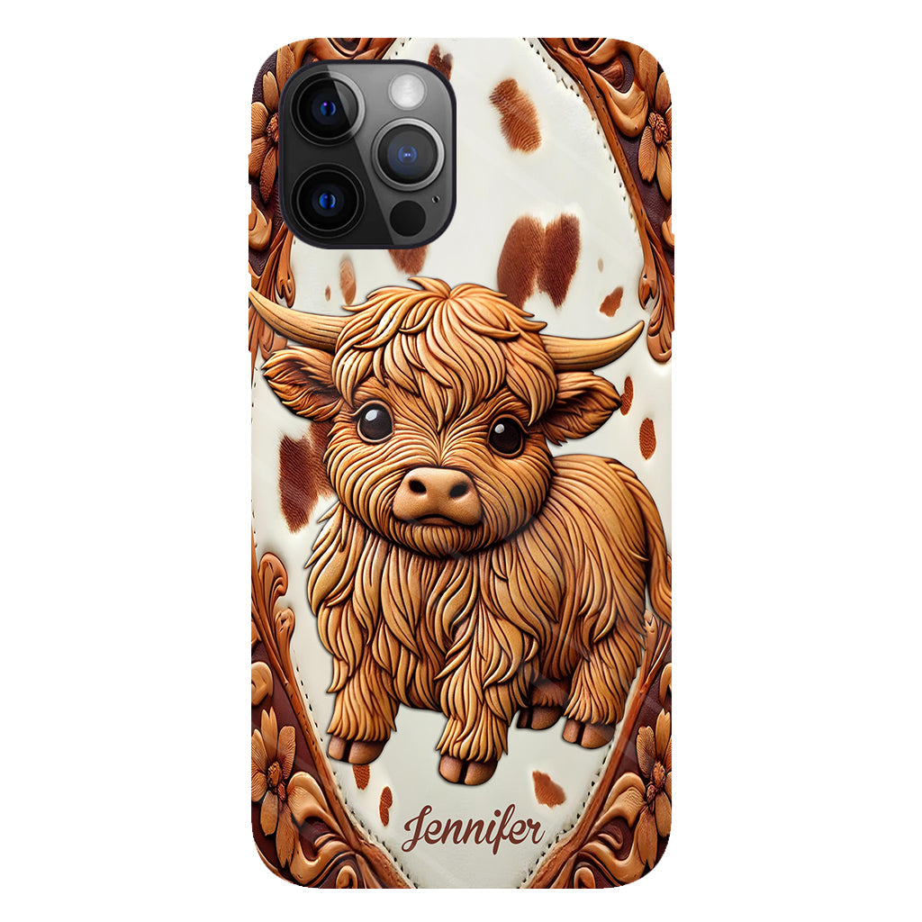 Coque de téléphone personnalisée avec impression intégrale « J’adore les vaches des Highlands »