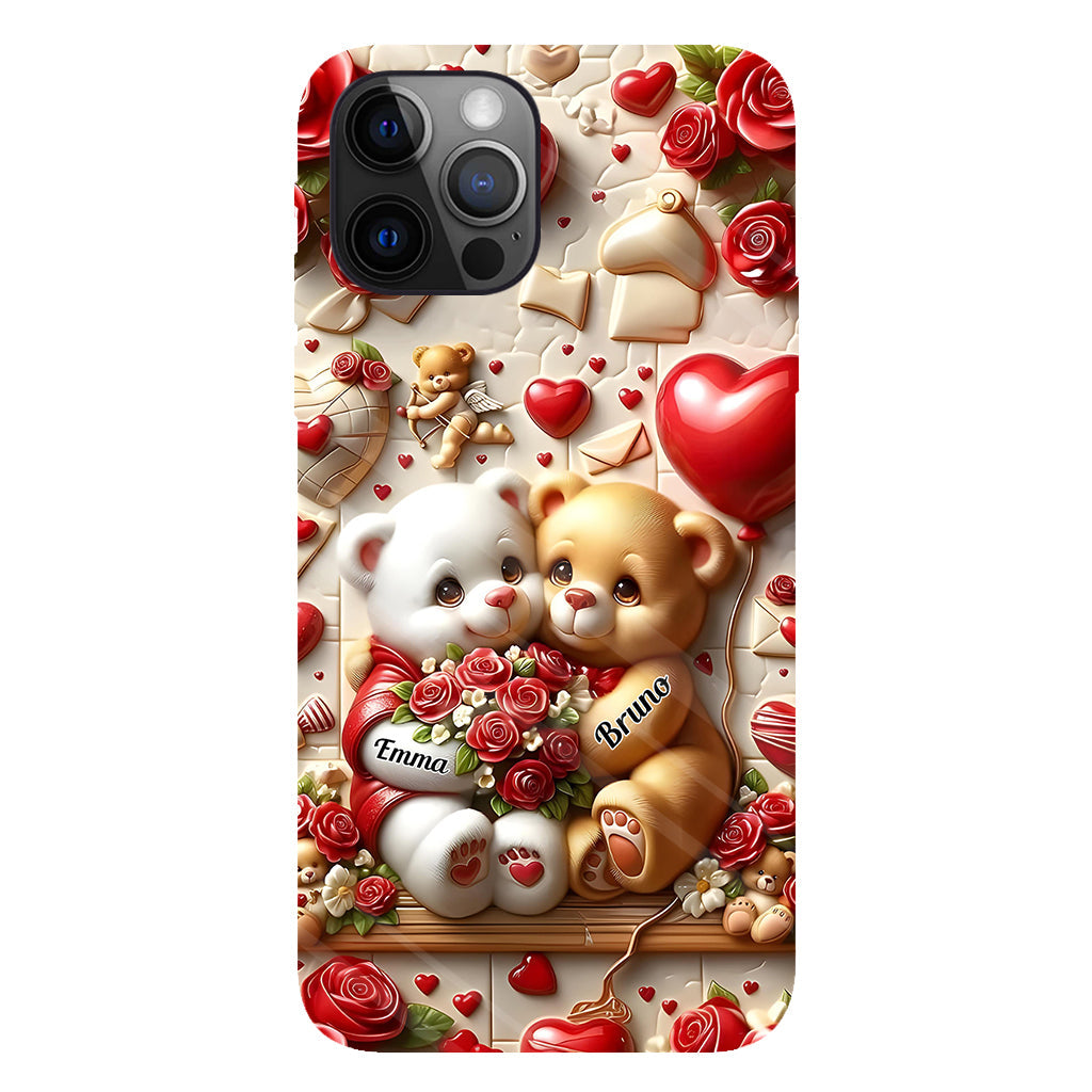 Couple d'ours mignons - Coque de téléphone personnalisée avec impression intégrale pour couple