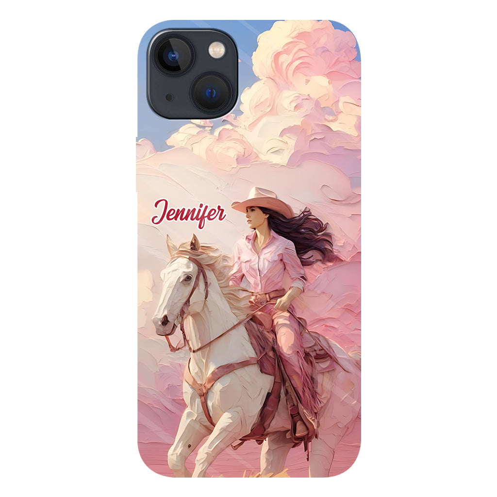 Coque de téléphone personnalisée avec imprimé intégral « Cowgirl rose »