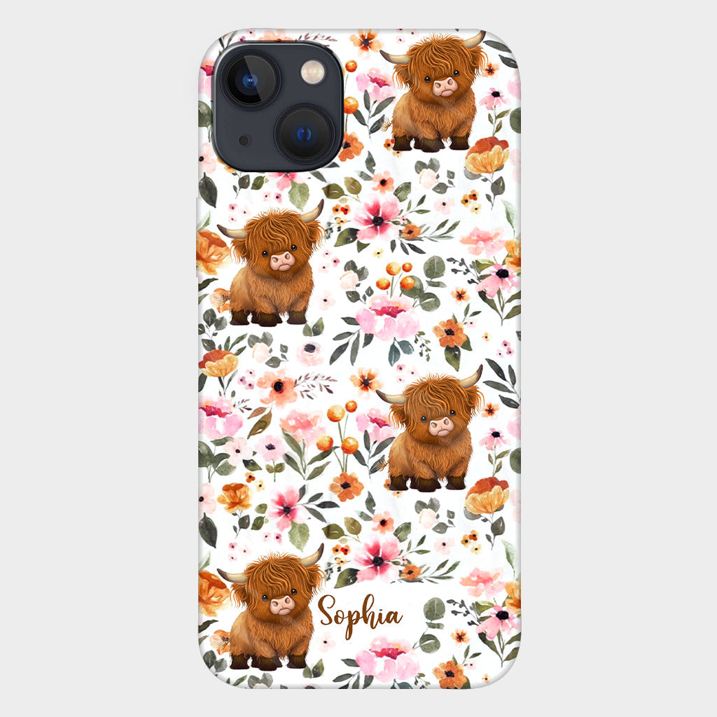 Coque de téléphone personnalisée avec motif vache des Highlands et imprimé intégral