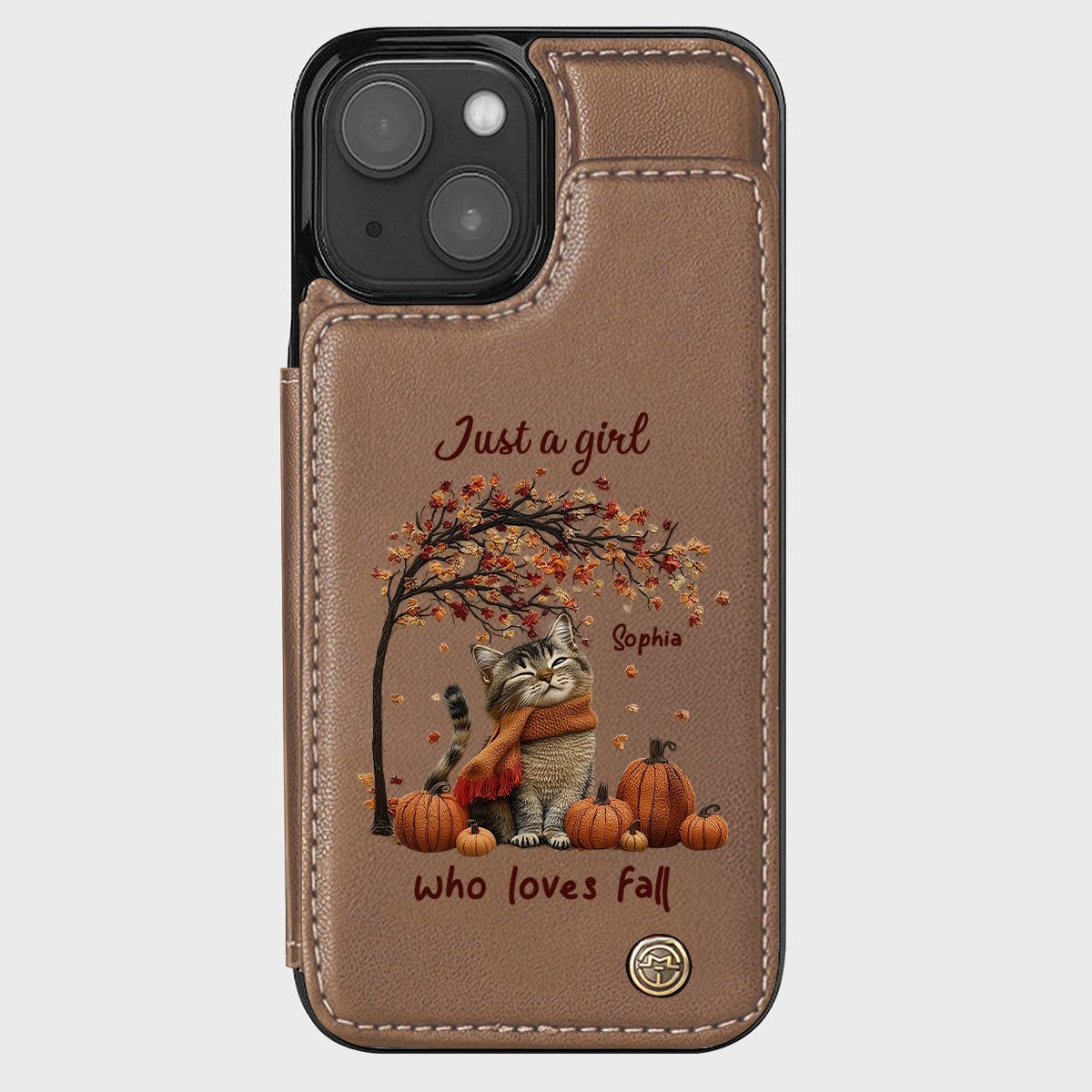 Just a Girl Who Loves Fall - Personalized Cat Wallet Phone Case