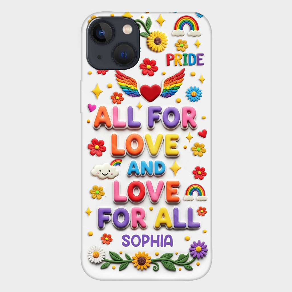 Tout pour l'amour et l'amour pour tous - Coque de téléphone personnalisée avec imprimé intégral en soutien LGBT