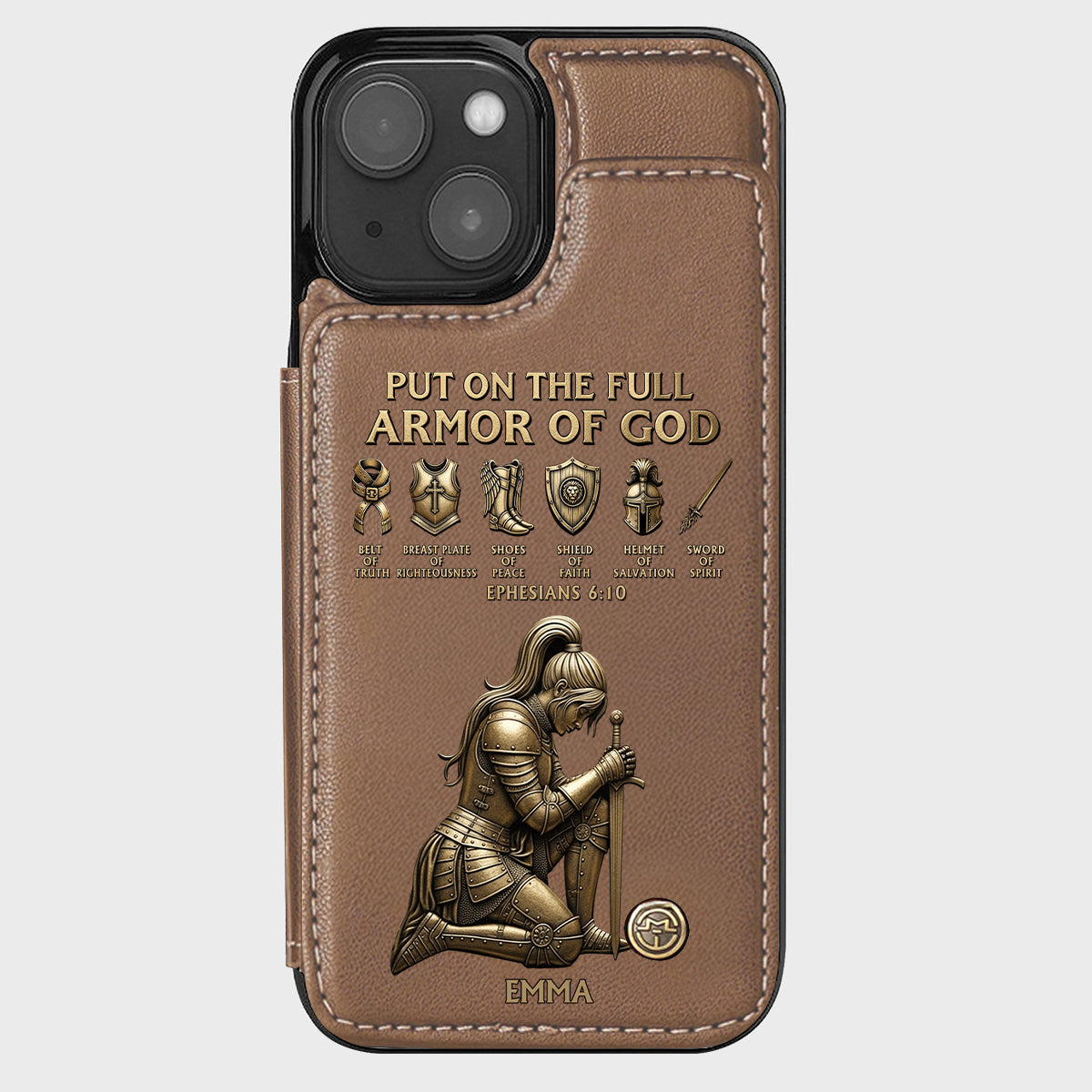 Revêtez l'armure complète de Dieu - Étui portefeuille chrétien personnalisé pour téléphone