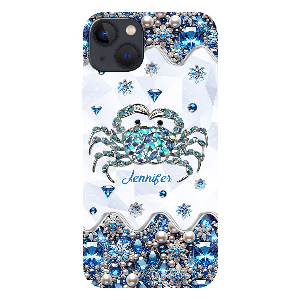 Élégante coque de téléphone personnalisée « Crabe bleu élégant » pour amoureux de la mer