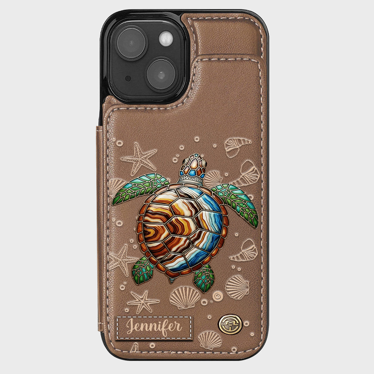 Étui portefeuille personnalisé Tortue et Mer - Étui de téléphone à motif tortue