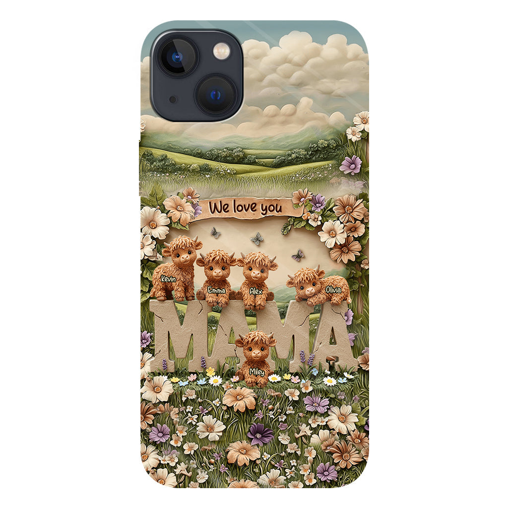 Coque de téléphone personnalisée avec motif vache des Highlands mignonne, maman et grand-mère - Coque de téléphone imprimée intégralement pour maman