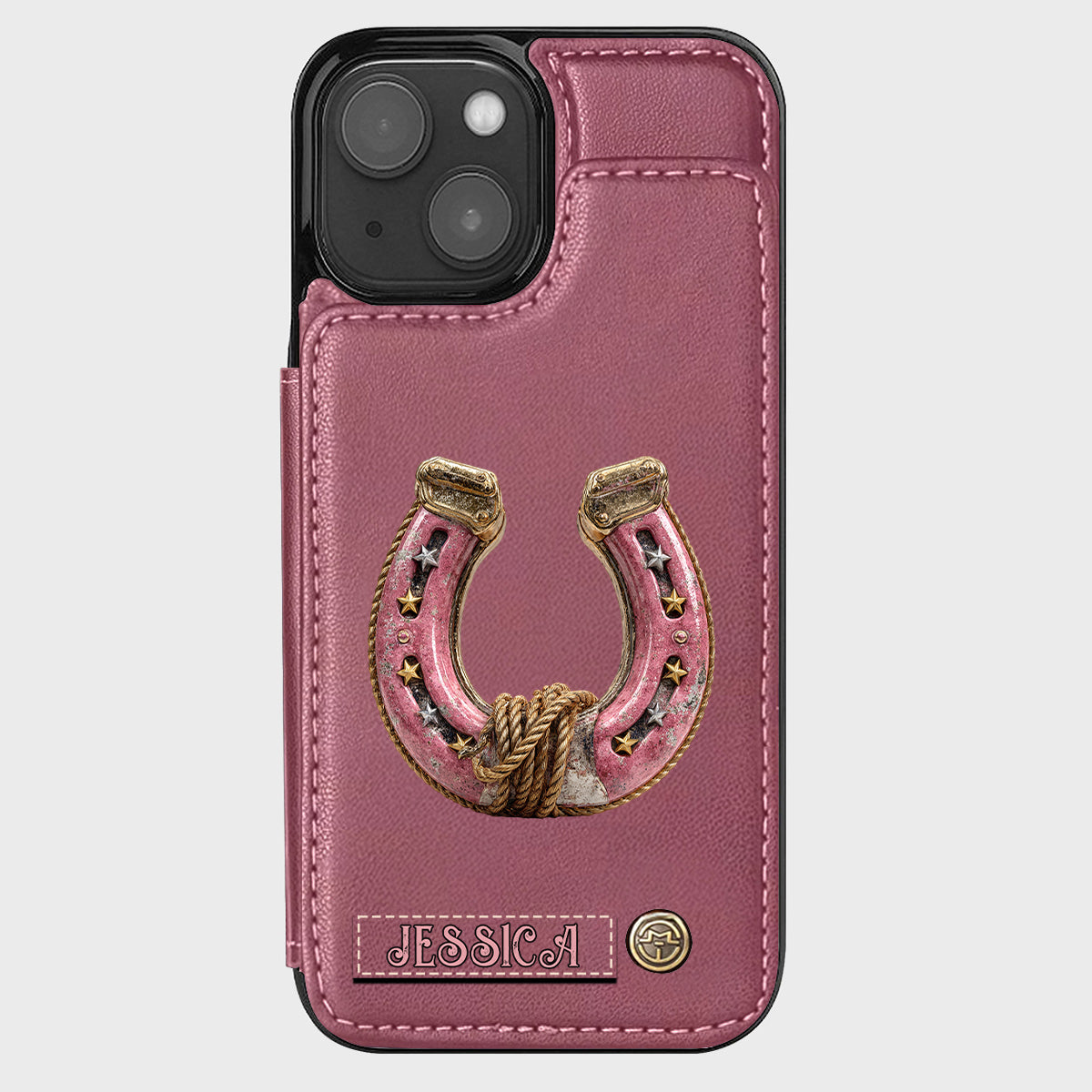 Étui portefeuille personnalisé Horseshoe pour téléphone - Motif cheval