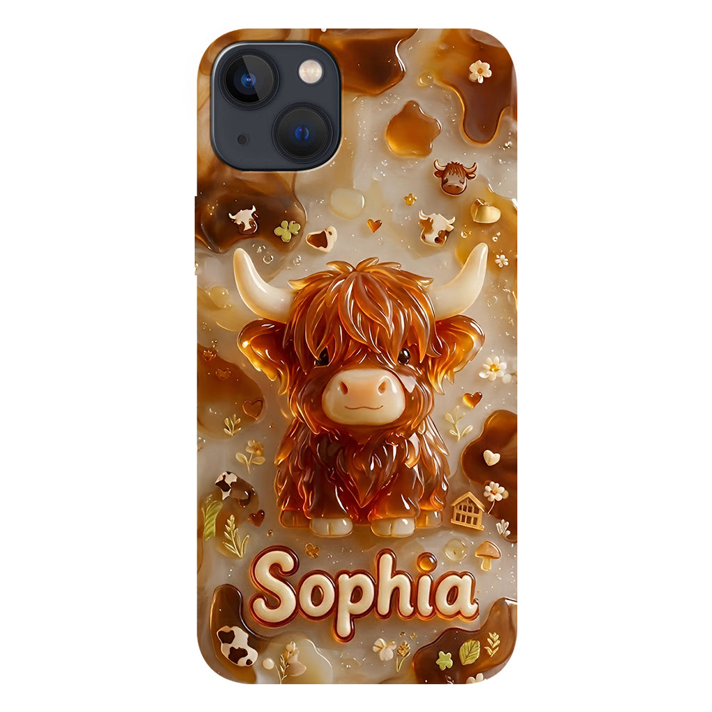 Highland Cow 3D Jelly Effect - Personalized Highland Cow Full Print Phone Case