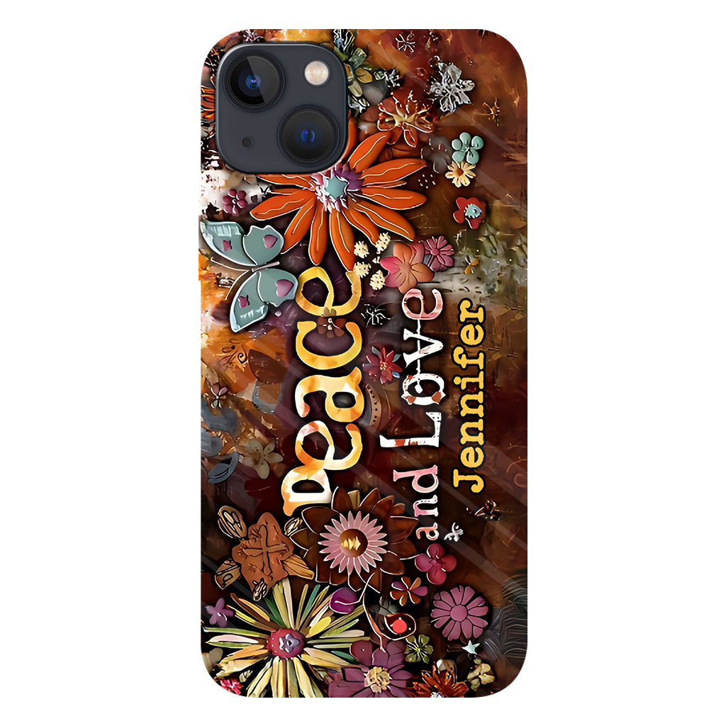 Peace And Love - Personalized Hippie Full Print Phone Case