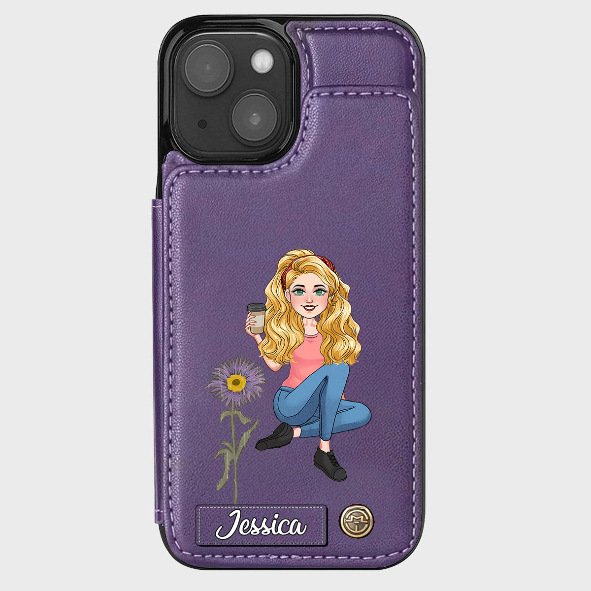 Cadeau pour le mois d'anniversaire d'une amie - Étui portefeuille personnalisé pour téléphone