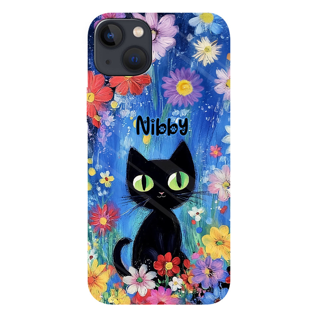 Coque de téléphone personnalisée avec motif chat noir mignon - Chat mignon