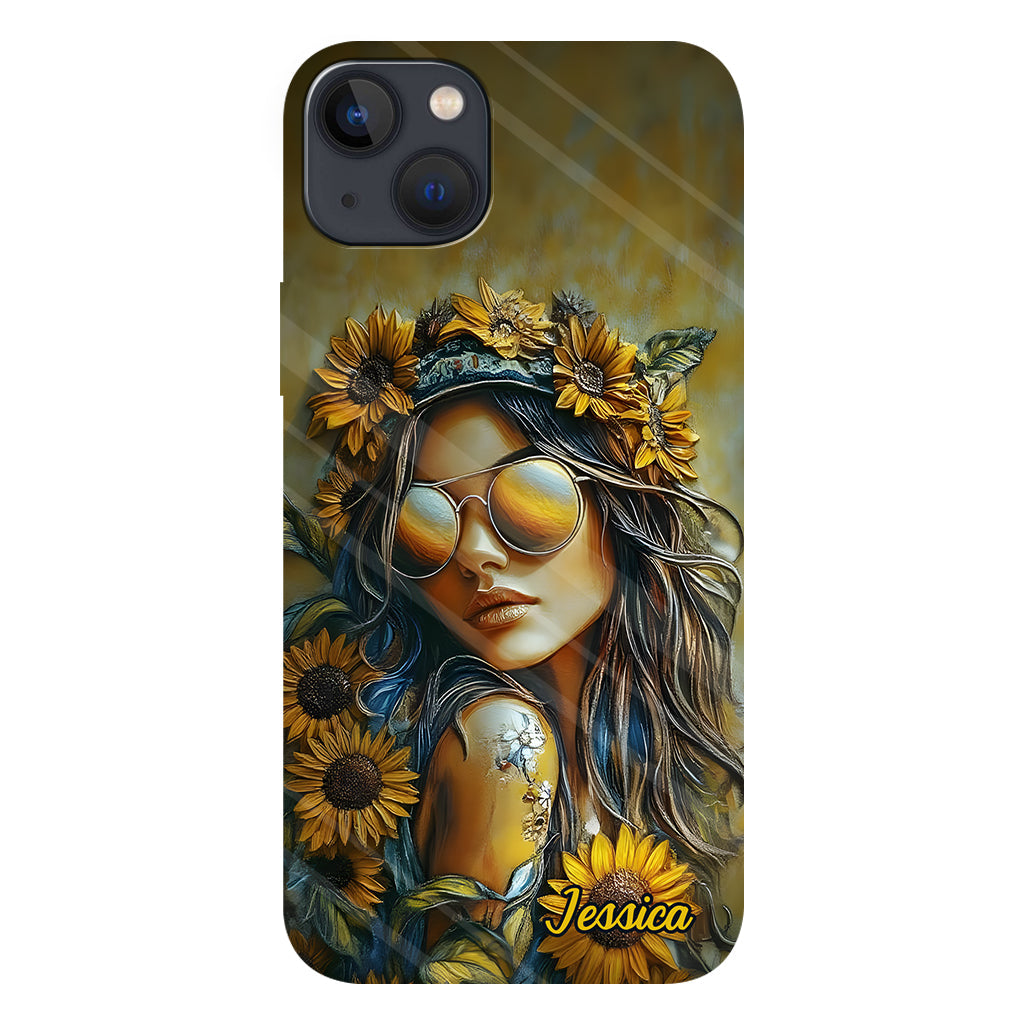 Coque de téléphone personnalisée Hippie Soul Sunflower Girl - Motif hippie intégral