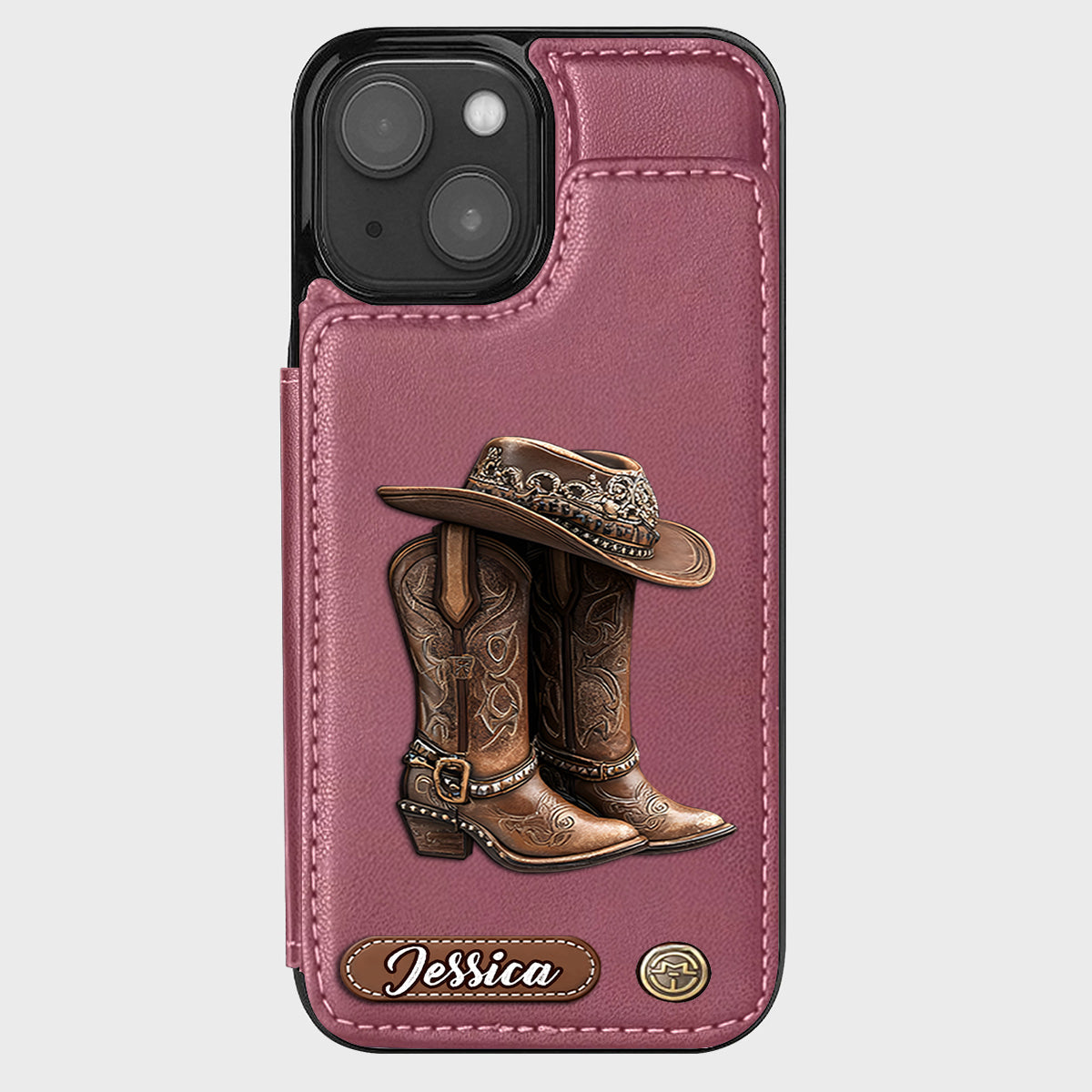 Western Spirit - Étui portefeuille personnalisé pour téléphone, style cowgirl