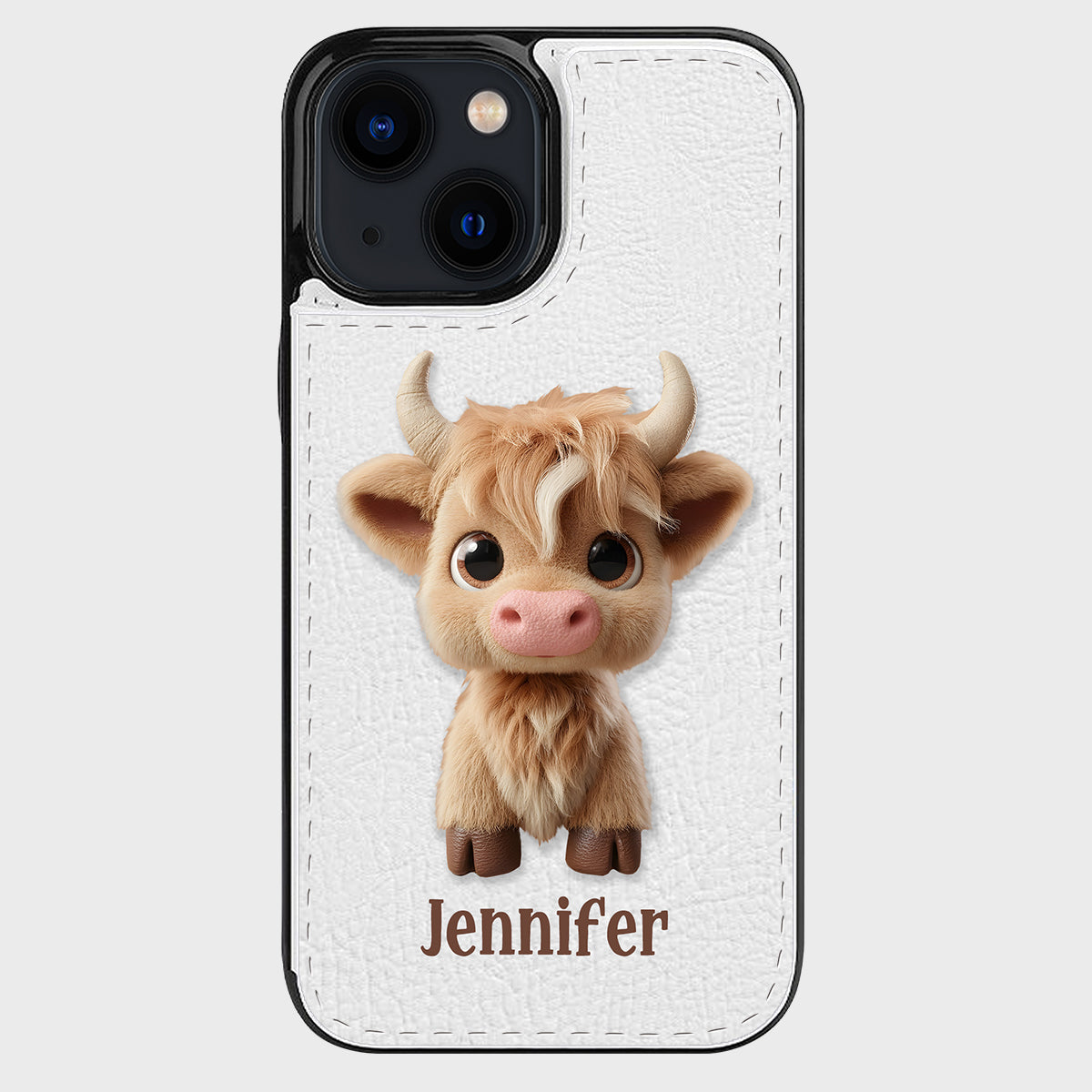 Étui portefeuille pliable personnalisé avec une adorable vache des Highlands