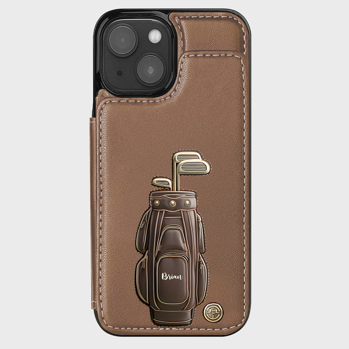 Cadeau de luxe pour golfeur - Étui portefeuille/téléphone personnalisé avec nom - Nom personnalisé