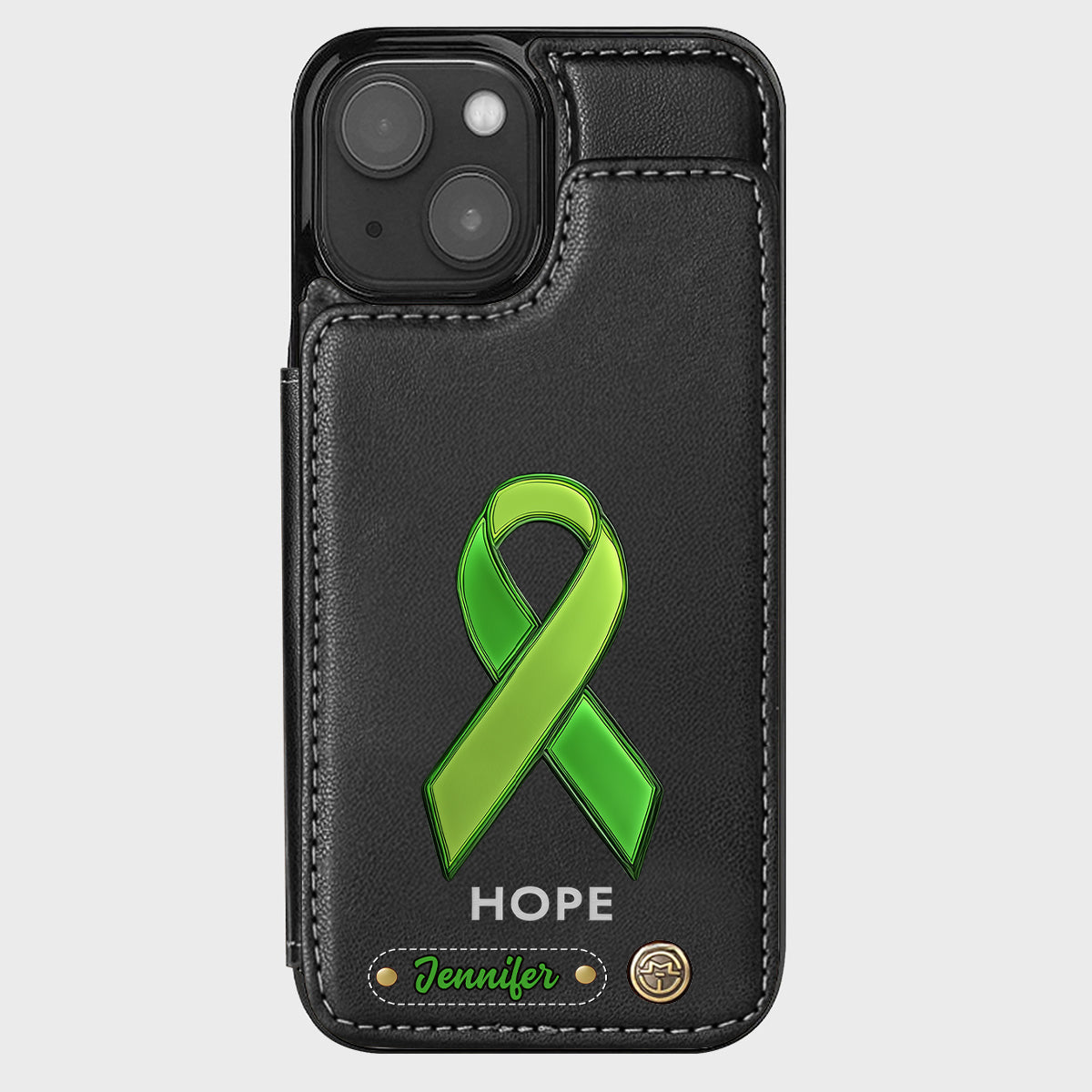 Espoir - Étui portefeuille personnalisé pour téléphone portable, symbole de sensibilisation à la santé mentale